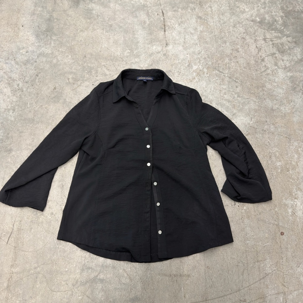 Adrienne Vittadini Black Casual Button-Down Shirt